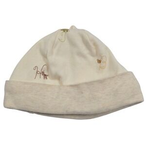 Gymboree Vintage 2003 Baby Beanie Hat 6-12 Cream Cotton Animal Alphabet Soup